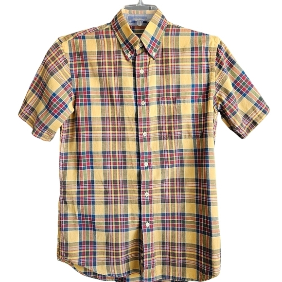 Pendleton Seaside Shirt Mens Plaid Yellow SS Button Down Casual Sz Small - Picture 2 of 9